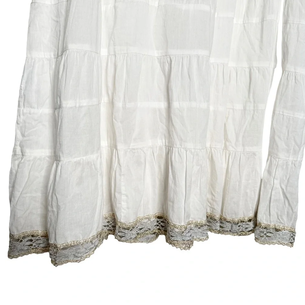Free People | White Embellished Ruffle Tiered Tunic
